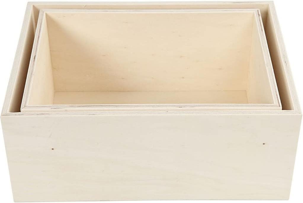 Storage Boxes, rectangle, H: 27+31 cm, W: 19,5+22,5 cm, plywood, 2pcs, depth 12,5 cm