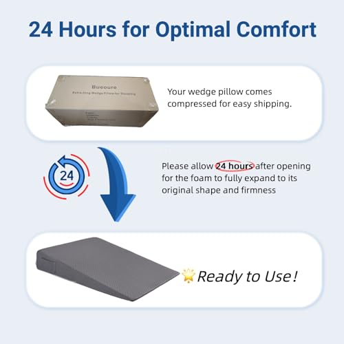 31" Extra-Long Wedge Pillow, Full Torso Support with Gentle Incline, Upper Body Elevation for Sleeping, Acid Reflux, Snoring Relief, Back Pain Relief, After Surgery, Gray