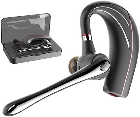 Bluetooth Headset, HonShoop Wireless Bluetooth Earpiece V5.0 Hands-Free Earphones with Stereo Mic, Compatible iPhone Android Cell Phones Driving/Business/Office (Red) (Red)