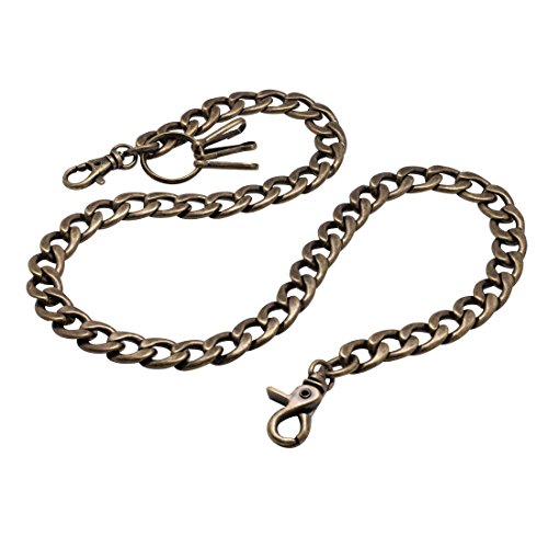 Uniqsum Strong Flat Soft curved Leash wallet chain Swivel Trigger snap Biker Punk Key chain (58cm, Bronze)