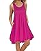 KILIG Women Summer Casual Dress Loose Pleated Sleeveless Swing Beach Sundress Cover up with Pockets Rose