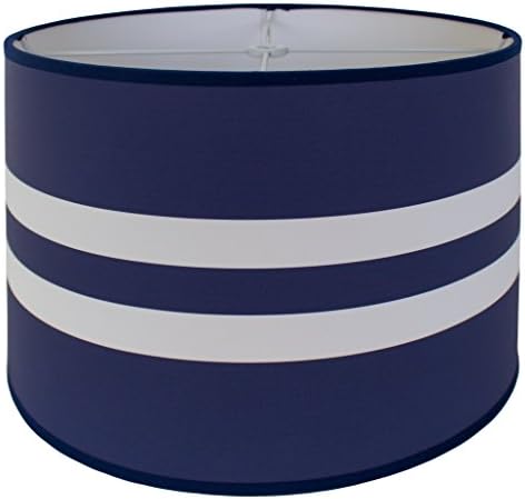 Firefly Kids Lighting - Navy Stripes Table Lamp Shade, Hardback Shade, Unlined White Interior, White Finish Spider Filter Frame