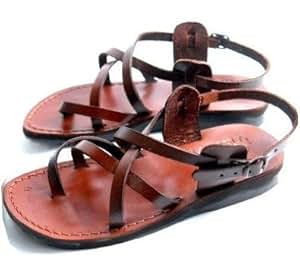 Amazon.com : Jesus - Yashua Style IV - Unisex Leather Biblical Sandals from the Holy Land (Sizes 