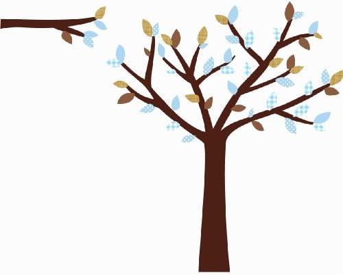 Tree Wall Decals, Tree Jungle Stickers with Blue Leaves, Vinyl Tree, Little Boy Blue