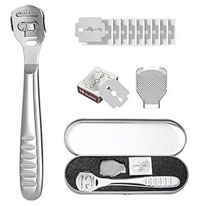Foot-Scraper-Premium-Stainless-Steel-Callus-Shaver-Foot-Files-Dead-Hard-Skin-Remover-Foot-Rasp-Pedicure-Foot-Care-Tool-with-10-Blades-for-Wet-and-Dry-Feet-Sliver Foot Scraper - Premium Stainless Steel Callus Shaver Foot Files Dead Hard Skin Remover Foot Rasp Pedicure Foot Care Tool…