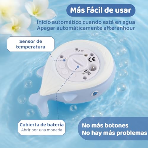 Termómetro para Bañera de bebé, Termómetro de Agua para Bañera de bebé en Forma de Ballena, Termómetro Digital de Temperatura del Visualización Precisa, Seguro y Fiable (Azul)