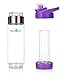 NEW AquaFrut Bottom Loading Fruit Infuser Water Bottle - BPA Free Tritan Plastic - Leak Proof - 24 OZ - Infusion Recipe eBook (Purple)