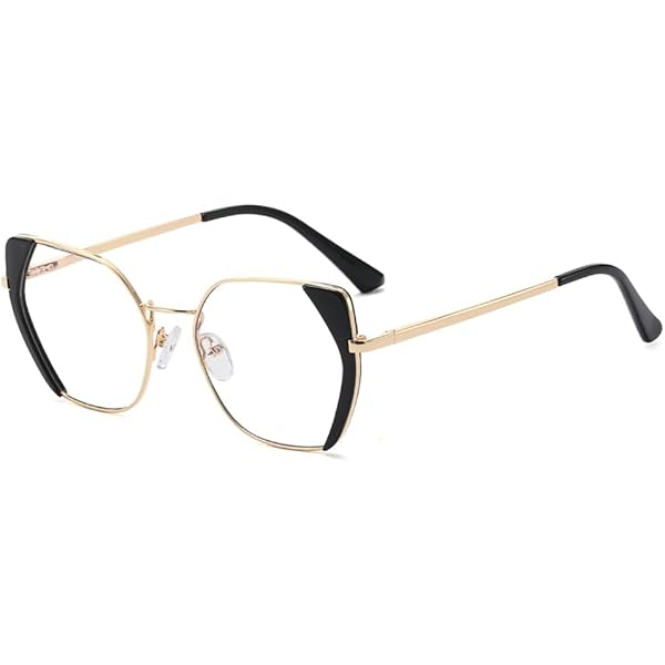 V.W.E. - Marco De Lentes Transparentes Ovalado De Metal Fino De Tamaño Mediano Sin Receta, Negro/Plata