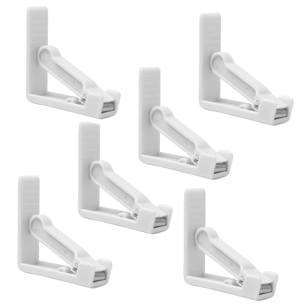 DAJUXIN 6 Pcs Adjustable Spring Loaded Tablecloth Clips Table Cloth Cover Clamps White Plastic Tablecloth Clips for Outdoor Indoor Party Picnics Wedding BBQ Garden
