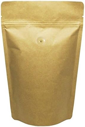 BAP 2 LB Kraft Stand Up Pouch with Valve for Coffee (50 pcs)
