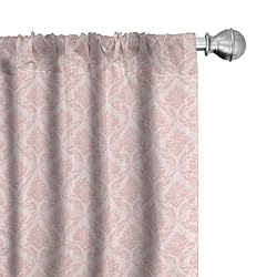 Lunarable Blush Curtains, Damask Motif Retro Design