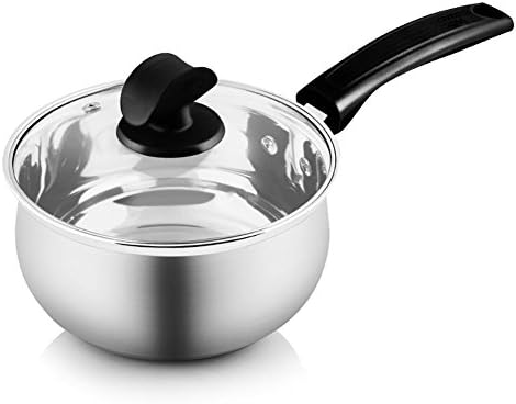PLYY Stainless Steel Sauce Pan Glass Lid 16CM 3 Layers Base Induction Base