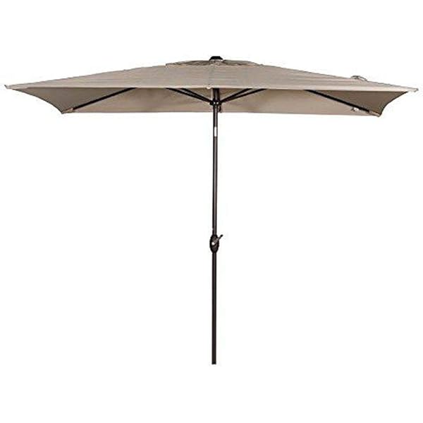 Amazon Com Abba Patio Rectangular Patio Umbrella Outdoor Market Table Umbrella With Push Button Tilt And Crank For Garden Lawn Deck Backyard Pool 6 6 By 9 8 Ft Beige Garden Outdoor