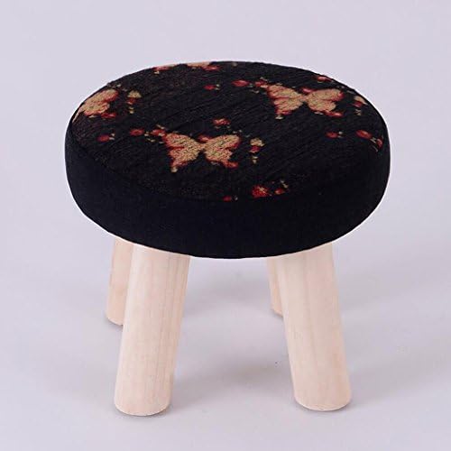 Rollsnownow Black Butterfly Pattern Household Solid Wood Stool Fashion Sofa Stool Change Shoes Stool