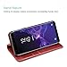 ProCase Galaxy S9 Plus Genuine Leather Case, Vintage Wallet Folding Flip Case with Kickstand, Card Holder, Magnetic Closure Protective Cover for Galaxy S9+ 2018 Release -Red