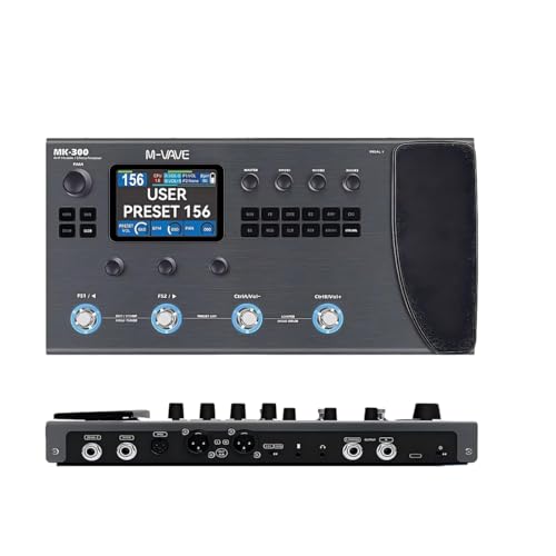 M-VAVE MK-300 Modelador de Amp e Efeitos para Guitarra/Baixo com Looper, Drum Machine, Bluetooth, 11 Módulos, 160 Presets, Pedal de Expressão, USB-C, Ideal para Estúdio e Palco