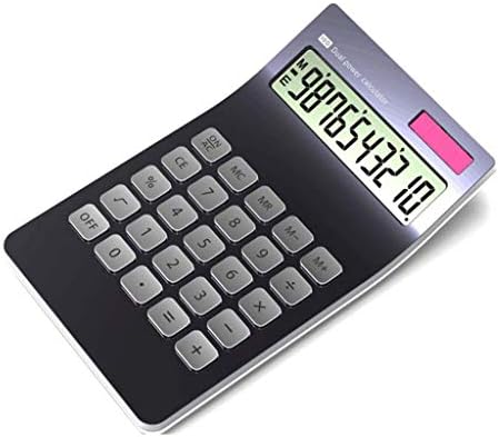 Solar Calculator Slim Elegant Design Office/Home Electronics Dual Powered Desktop Calculator Solar Power 10 Digits Tilted LCD Display Stable Design,Black
