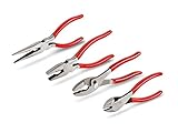 TEKTON PLR99005 Long Nose, Slip Joint, Cutting, and Lineman's Pliers Set, 4-Piece