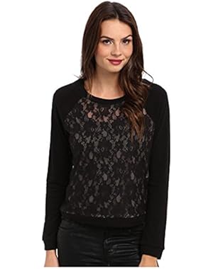BCBGMAXAZRIA Colleen Knit Top (Black Melange) Large