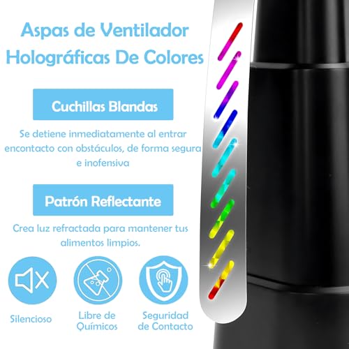 2 piezas Ventilador para Moscas de Mesa Portátil,Espanta Moscas para Mesa de Comedor Retráctil,Ahuyentador de Moscas con Gancho y Hoja de seguridad,paraRestaurantes, Hogar, Picnics (Negro, 2 paquetes)