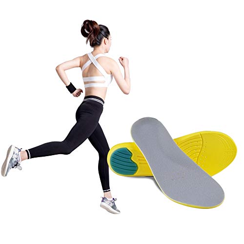 Greenour Arch Support Insoles Memory Foam Work Boots Sports Shoe Insert Shock Absorption & Cushioning from Flat Feet Running Camping, Men 8-12 / Women 10-14