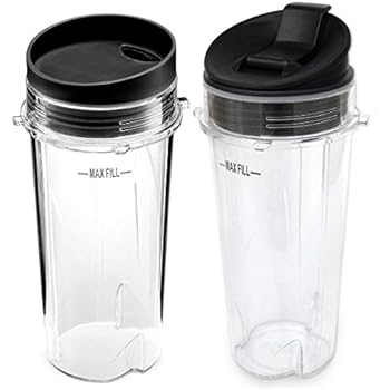 Nutri Ninja 16 oz Cups with 2 Sip & Seal Lids for BL770 BL780 BL660 Professional Blender (Pack of 2)