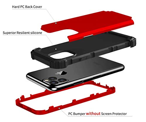 iPhone 11 Pro Max Case, Ranyi Full Body Protection Case with 4 Reinforced Corner [Supported Wireless Charging] Shock Absorbing Resilient Rubber Defender Case for 2019 6.5" iPhone 11 Pro Max (red) - Thumbnail 5