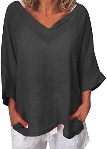 Summer Tops for Women 2019 Tronet Linen Shirts for Women O-Neck 3/4 Sleeve Solid Linen T-Shirt Loose Pullover Blouse Top