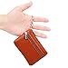 ALALEI Womens Small Cute Genuine Leather Wallet,Soft Mini Coin Purse with Key Ring Chain and Zipper Pocket for Women and Teens Girls (Khaki)