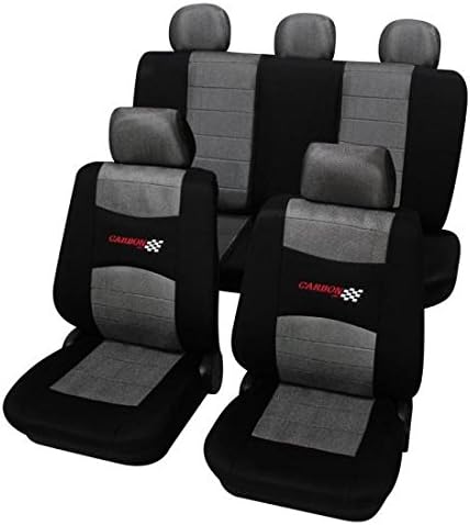 Petex 33574804-5498, Grey & Black Car Seat Covers, Airbag Compatible, Easy to Fit, Washable at 30 Degrees (11 pieces)