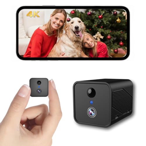 Mini Camera, 4K Indoor Surveillance Camera, Spy Camera with Night Vision, Low Consumption and Long Life 50 Days, Cloud Test 30+ Local Memory, for Home/Pets Security