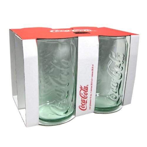 ARC International Luminarc Coca Cola Green Embossed Can Tumbler, 12-Ounce, Set of 4