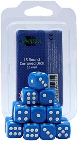 ADC Blackfire Entertainment 91492 16 mm Blue D6 Dice Set (15-Piece)