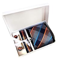 KANGMOON Men Tie Set (incl. Handkerchief + Cufflinks + tie pin) Ties Suit for Business, Wedding, Valentine