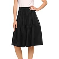 Chigant Women's High Waist Flared Skirt Pleated Midi Skirt