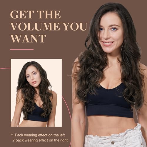 GOO GOO Clip in Extensions Natural Hair 7pcs 120g 40cm Light Dark Brown Natural Hair Extensions