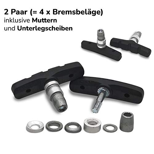 ALHONGA V-brake remvoeringen 2 paar remvoeringen set fiets remschoenen voor V-remmen U-rem en cantilever 4 stuks… - Image 6