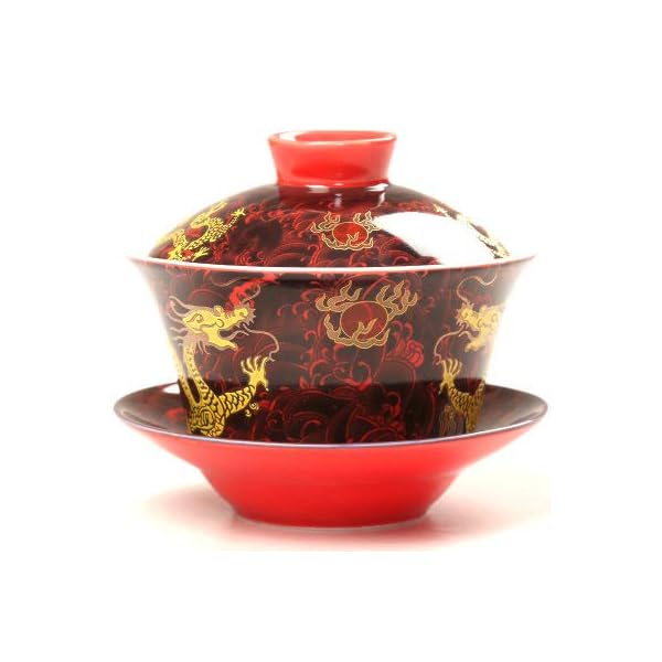 FHFF Kaffeetasse Chinesische Traditionen GAI Wan Teeservice Dehua Gaiwan Topfset Keramik Drache Retro Große Schalen…
