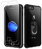 iPhone 7 Plus | iPhone 8 Plus Case [ Military Grade ] with [ Glass Screen Protector] 15ft. Drop Tested Protective Case | Kickstand | Compatible with Apple iPhone 8Plus / iPhone 7 Plus - Black