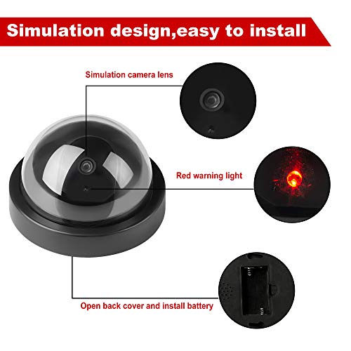 TOROTON Dummy Fake Security CCTV Dome Camera Simulation Monitor with LED Flashing Light, Outdoor and Indoor Use for Homes & Business, 4 Pack