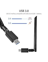 LinkStyle   Adaptador de red inalámbrico USB 3.0 compatible con ordenador de sobremesa, adaptador WiFi USB de 1200 Mbps, doble correa de 5,8 GHz 2,4 GHz, 5 dBi, compatible con Windows XP Vista 7 8.1 10, Mac OS X 10.5 10.13