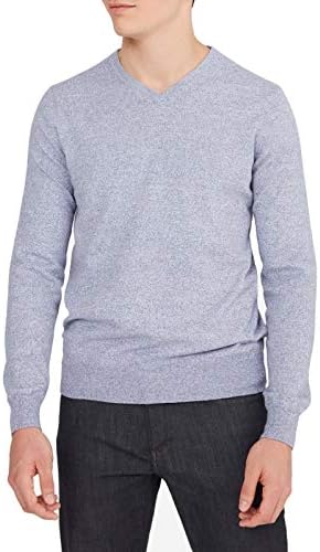 Cashmeren Men's Essential V-Neck Sweater Cotton Cashmere Lightweight Long Sleeve Pullover