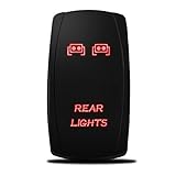 MicTuning LS081303JL Backlit Rear Light, Rocker Switch Kit, On/Off LED Light, 20A, 12V, Red