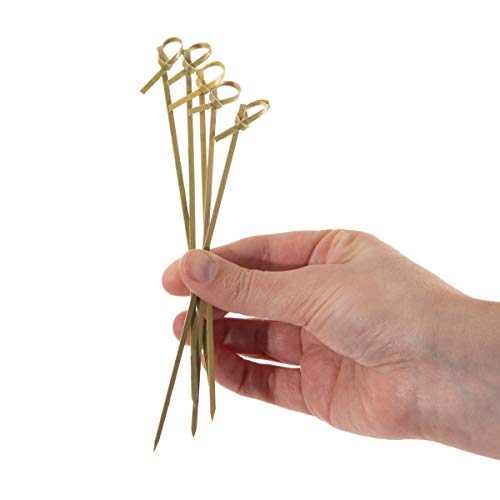 Prexware 6 Inch Bamboo Knot Skewers, Twisted Ends Bamboo Picks Cocktail