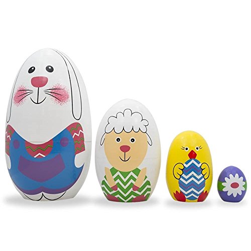 BestPysanky Set of 4 Unpainted Wooden Nesting Eggs Craft 5.25 Inches - Thumbnail 4