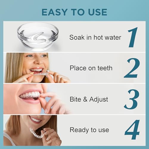 Mouth Guard for Grinding Teeth at Night: Moldable Sleeping Mouthguards for Grinding & Clenching - Custom Fit Nighttime Guards for Adults 4 Pack
