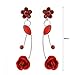 Glamorousky Elegant Red Rose Earrings with Red Austrian Element Crystals and Crystal Glass