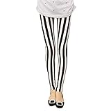 Polytree Women's Black White Vertical Stripes Leggings Pants (Stripes Black White)