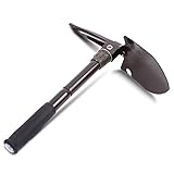 Topist Folding Camp Shovel,7-in-1 Multi-Function Emergency Garden Outdoor Tool with Hoe, Compass, Saw, Bottle Opener, Nail Puller, Pickaxe for Gardening, Survival, Hiking, Fishing, Snow, Backpacking