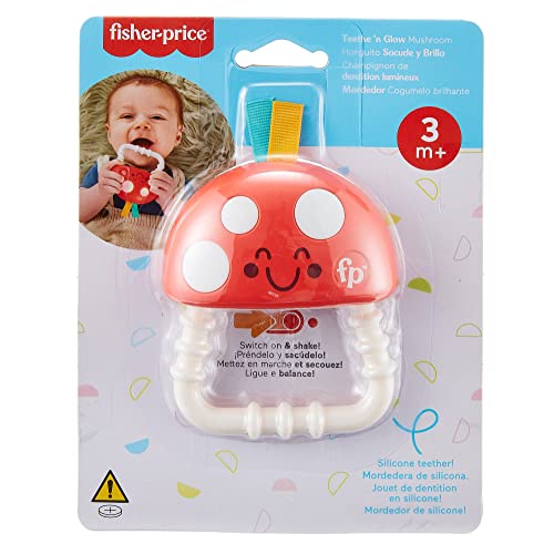 FisherPrice Teethe n’ Glow Mushroom Teether, baby rattle teething toy